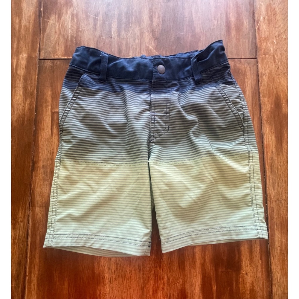 Art Class Boys Hybrid Shorts Swim Trunks Blue Green Striped Mesh Lined Size 8